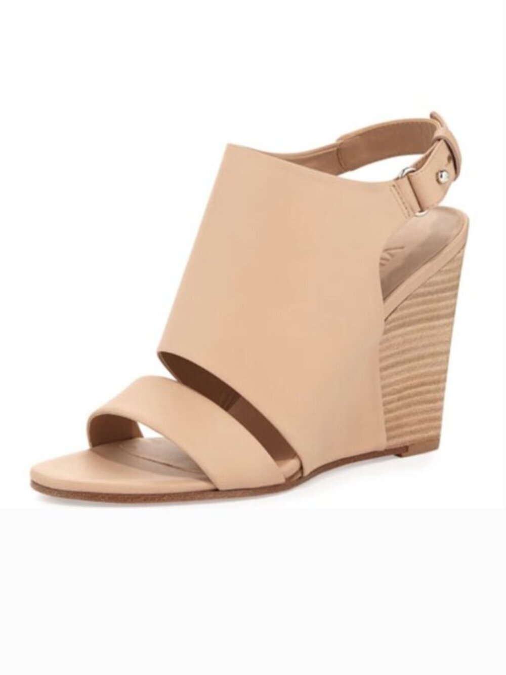 Vince Karen Leather Wedge Sandal Women's EU 37.5 / US 7 Nude Tan Cream
